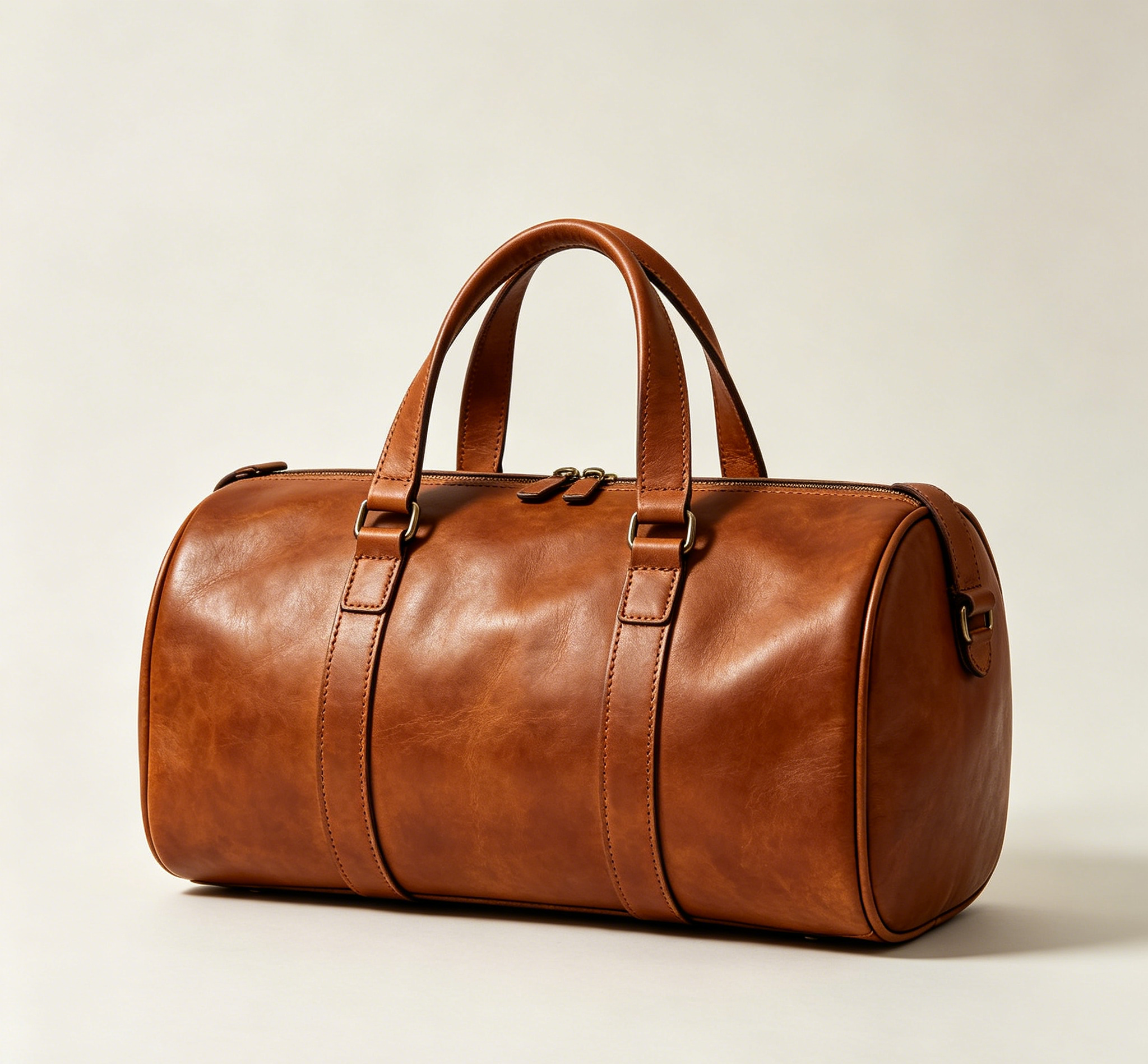 Waxed Leather Cylindrical Short Trip Duffle Bag