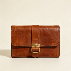 Motorcycle Style Crazy Horse Leather Crossbody Pouch