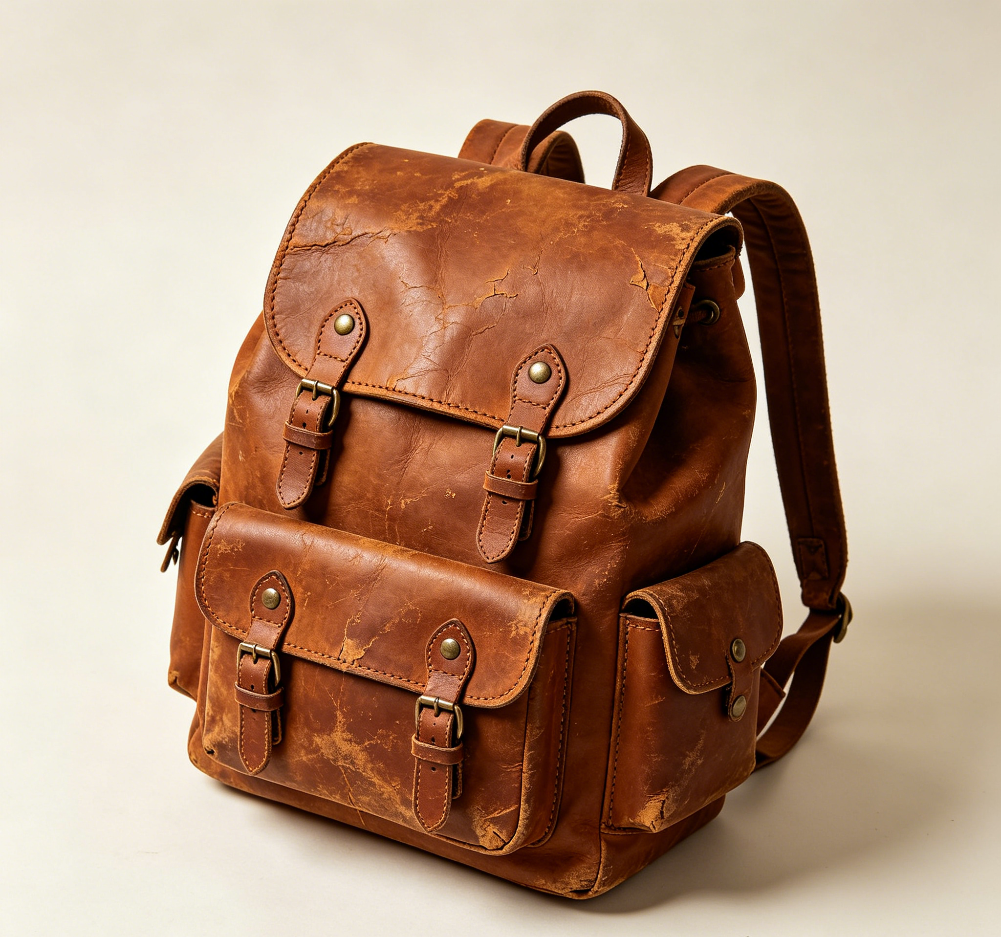 American Vintage Distressed Leather Casual Backpack